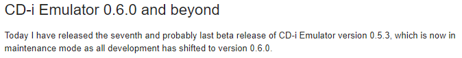 CD-i Emulator 0.6.0 and beyond